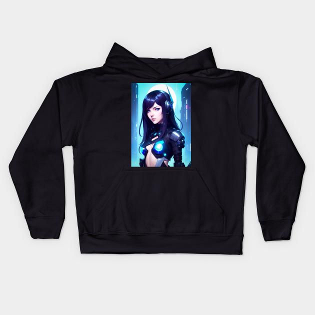 Cyberpunk girl Kids Hoodie by TeEmporium